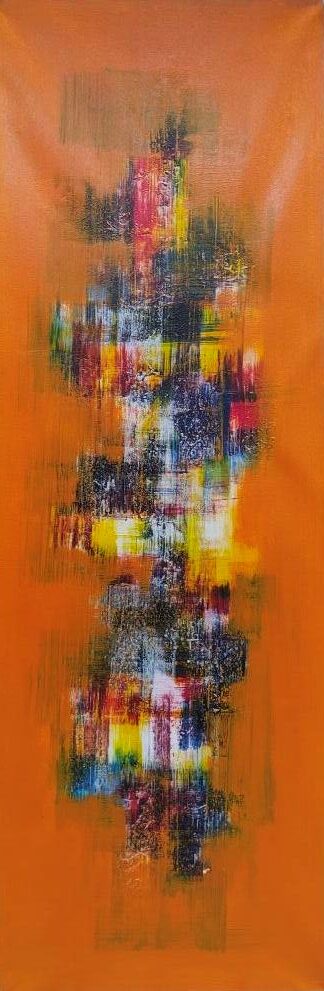 Абстрактна картина „Есенен залез“ от Sutama (50х150 см) / Abstract Painting “Autumn Sunset” by Sutama (50×150 cm)