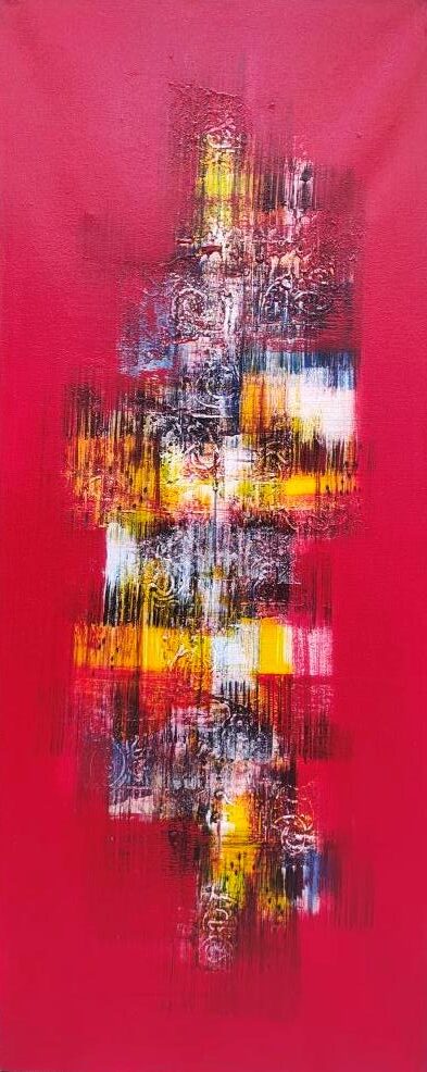 Абстрактна картина Пулсът на града от Sutama (100х40 см) / Abstract Painting Pulse of the City by Sutama (100×40 cm)