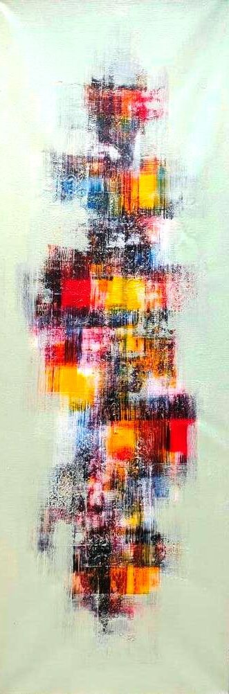 Абстрактна картина „Светлинен ритъм“ от Sutama (50х150 см) / Abstract Painting “Light Rhythm” by Sutama (50×150 cm)