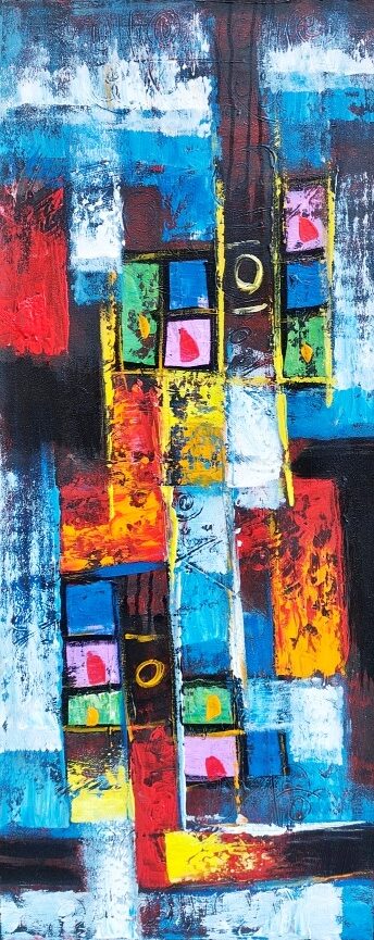 Абстрактна картина „Светлините на кулата“ от Astawan (100х40 см) / Abstract Painting “Tower Lights” by Astawan (100×40 cm)