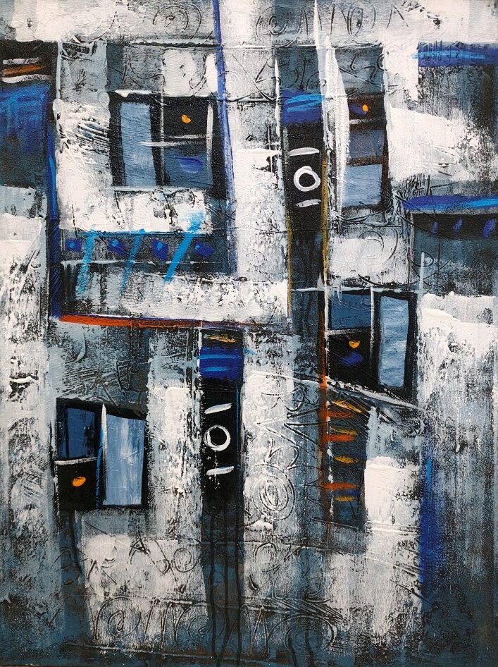 Картина „Зимни прозорци“ от Astawan (60х80 см) | Галерия ArtVibes / “Winter Windows” Painting by Astawan (60×80 cm) | ArtVibes Gallery