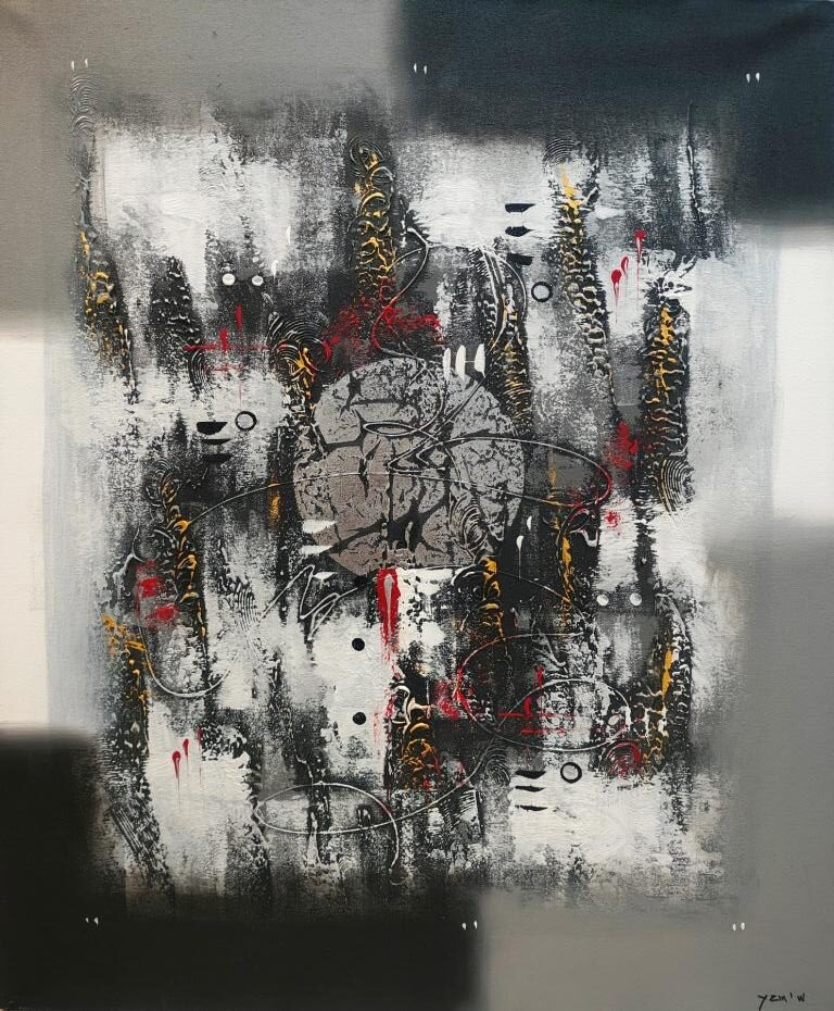 Абстрактна картина „Анатомия на мисълта“ от Yan Wina (100×120 см) | Галерия ArtVibes / Abstract Painting “Anatomy of Thought” by Yan Wina (100×120 cm) | ArtVibes Gallery