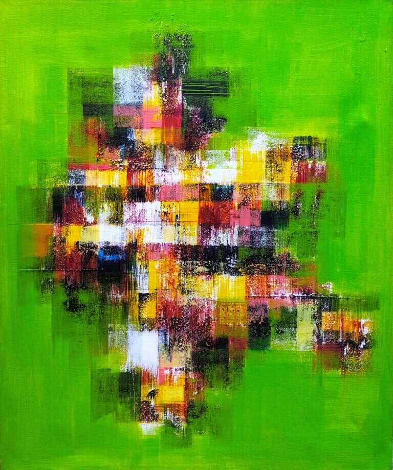 Абстрактна картина „Пулсът на природата“ от Sutama (100×120 см)  Галерия ArtVibes / Abstract Painting “The Pulse of Nature” by Sutama (100×120 cm) | ArtVibes Gallery